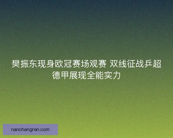 樊振东现身欧冠赛场观赛 双线征战乒超德甲展现全能实力